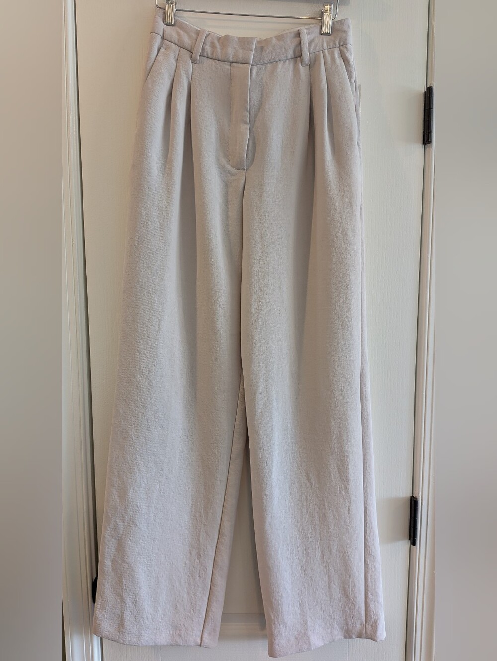 Wilfred Aritzia Effortless Pant Crepette Wide Leg Trousers Light Beige Sz 6 Tall